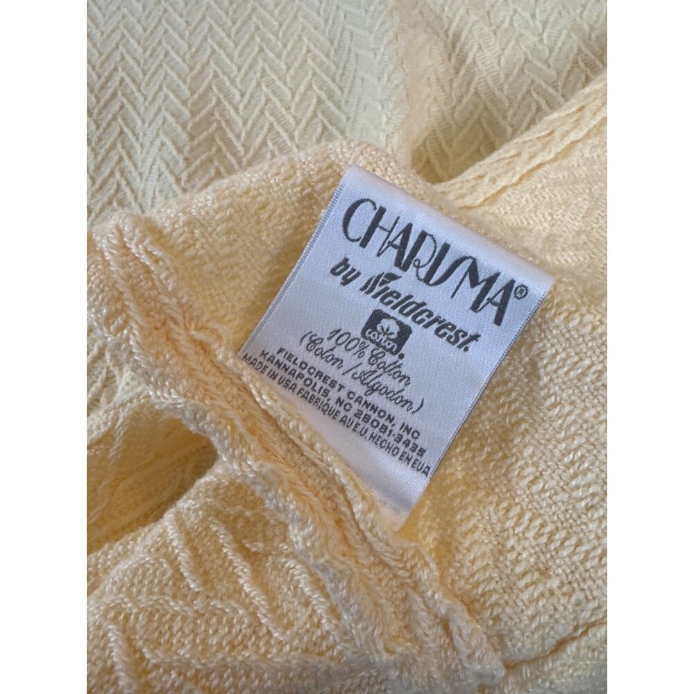 Queen Size 100% Cotton Blanket Cream Yellow Herringbone Charisma by Fieldcrest - Picture 5 of 12